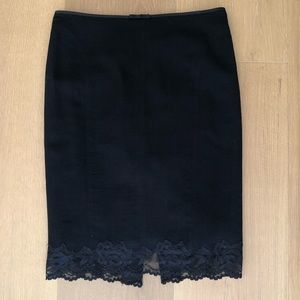 Vintage black midi skirt with lace trim